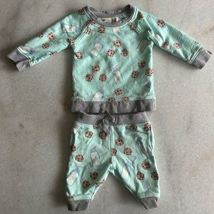 NWOT monica + andy milk and cookies sweat suit set